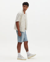 Curzon - Ecru Jacquard Viscose Short-Sleeve Shirt