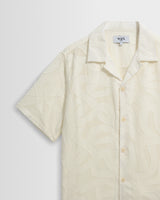 Curzon - Ecru Jacquard Viscose Short-Sleeve Shirt