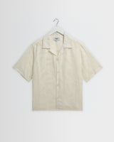 Curzon - Ecru Jacquard Viscose Short-Sleeve Shirt