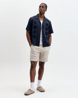 Curzon - Navy Grid Applique Short-Sleeve Shirt