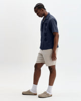 Curzon - Navy Grid Applique Short-Sleeve Shirt