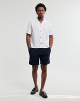 wax london men's Curzon - Off White Lyocell Twill Short-Sleeve Shirt
