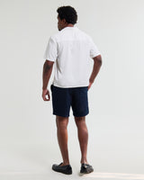 wax london men's Curzon - Off White Lyocell Twill Short-Sleeve Shirt