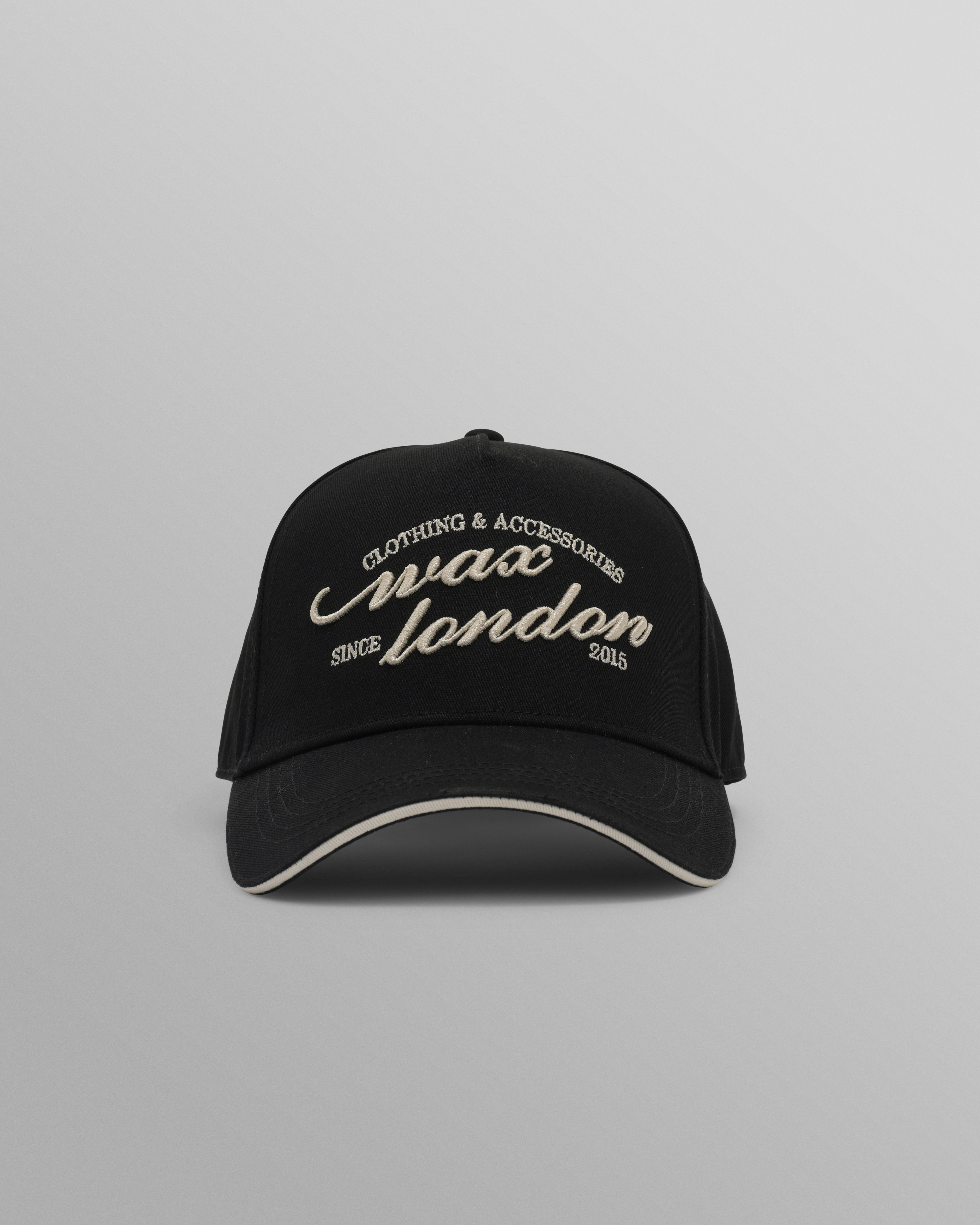wax london men's Dale - Black Script Trucker Cap