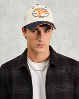 wax london men's Dale - Ecru And Navy Cherub Trucker Cap