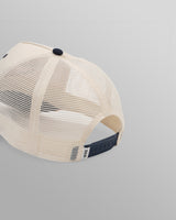 wax london men's Dale - Ecru And Navy Cherub Trucker Cap