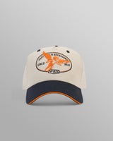 wax london men's Dale - Ecru And Navy Cherub Trucker Cap