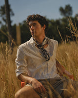 wax london men's Dartford - White Dobby Stripe Organic Cotton Shirt