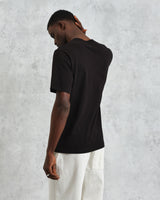 wax london men's Dean - Black Embroidered Logo Organic Cotton T-Shirt