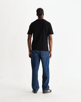 wax london men's Dean - Black Textured Organic Cotton T-Shirt