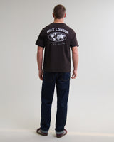 wax london men's Dean - Brown And Off-White Globe Graphic Cotton T-Shirt