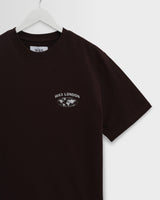 wax london men's Dean - Brown And Off-White Globe Graphic Cotton T-Shirt