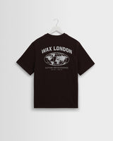 wax london men's Dean - Brown And Off-White Globe Graphic Cotton T-Shirt