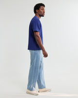 wax london men's Dean - Cobalt Blue Textured Organic Cotton T-Shirt