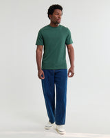 wax london men's Dean - Dark Green Textured Organic Cotton T-Shirt