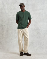 wax london men's Dean - Dark Green Textured Organic Cotton T-Shirt