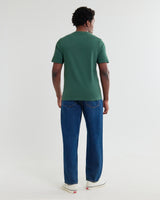 wax london men's Dean - Dark Green Textured Organic Cotton T-Shirt