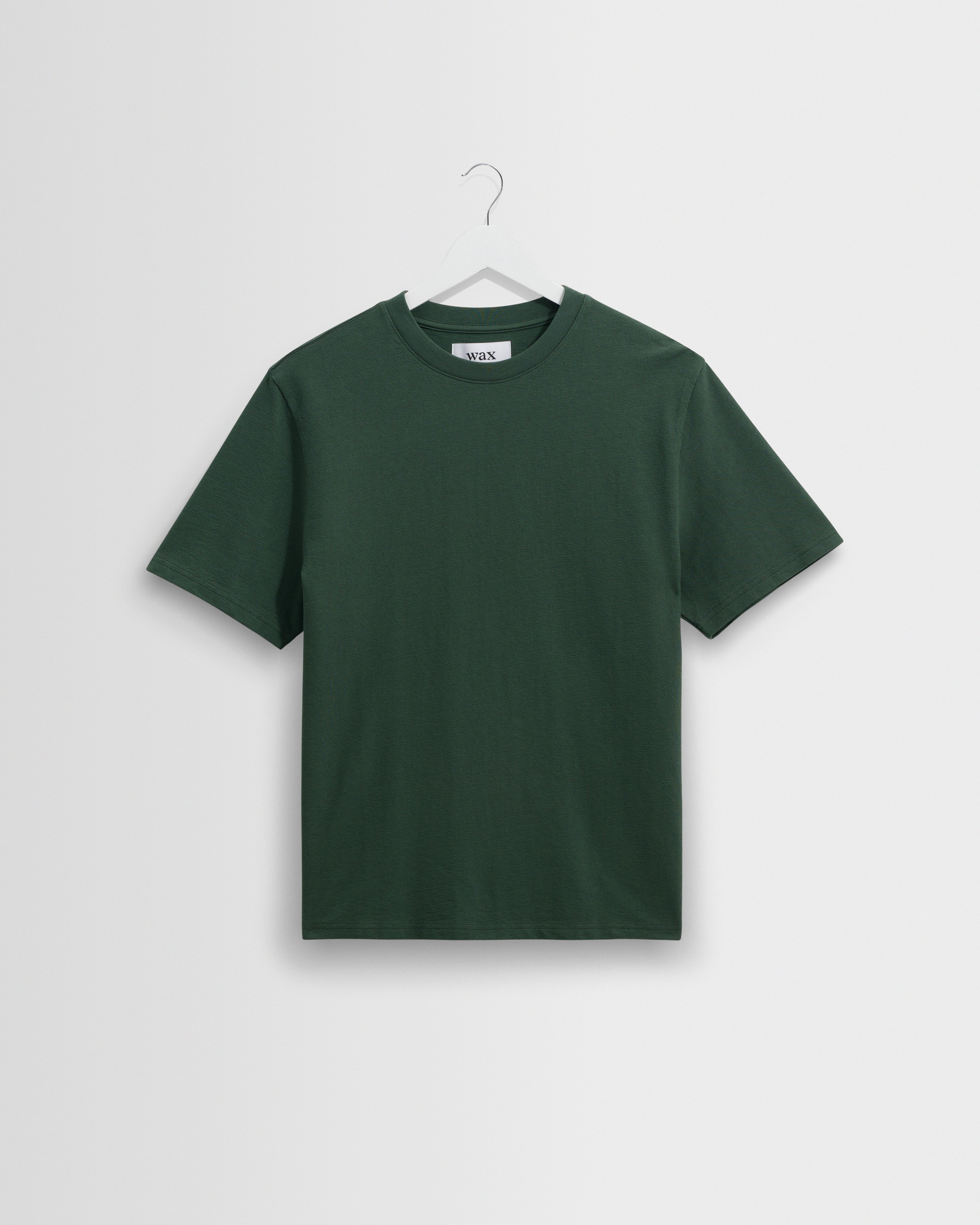 Men's Dark Green Textured Organic Cotton T-Shirt | Wax London