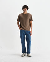 wax london men's Dean - Khaki Brown Textured Organic Cotton T-Shirt