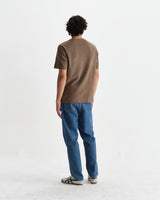 wax london men's Dean - Khaki Brown Textured Organic Cotton T-Shirt