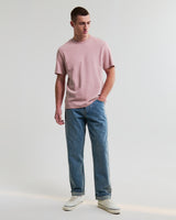 wax london men's Dean - Dusty Pink Textured Organic Cotton T-Shirt