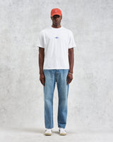 wax london men's Dean - Ecru And Blue Floral Graphic Organic Cotton T-Shirt