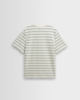 Dean - Ecru And Blue Stitch Stripe Organic Cotton T-Shirt