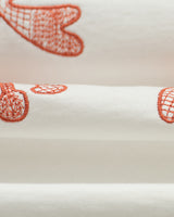 Dean - Ecru And Rust Grid Embroidered T-Shirt