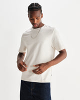 wax london men's Dean - Ecru Textured Organic Cotton T-Shirt