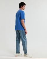 wax london men's Dean - French Blue Textured Organic Cotton T-Shirt