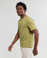 wax london men's Dean - Lime Khaki Textured Organic Cotton T-Shirt