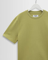 wax london men's Dean - Lime Khaki Textured Organic Cotton T-Shirt