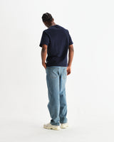 wax london men's Dean - Navy Textured Organic Cotton T-Shirt