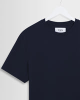 wax london men's Dean - Navy Textured Organic Cotton T-Shirt