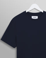 wax london men's Dean - Navy Textured Organic Cotton T-Shirt