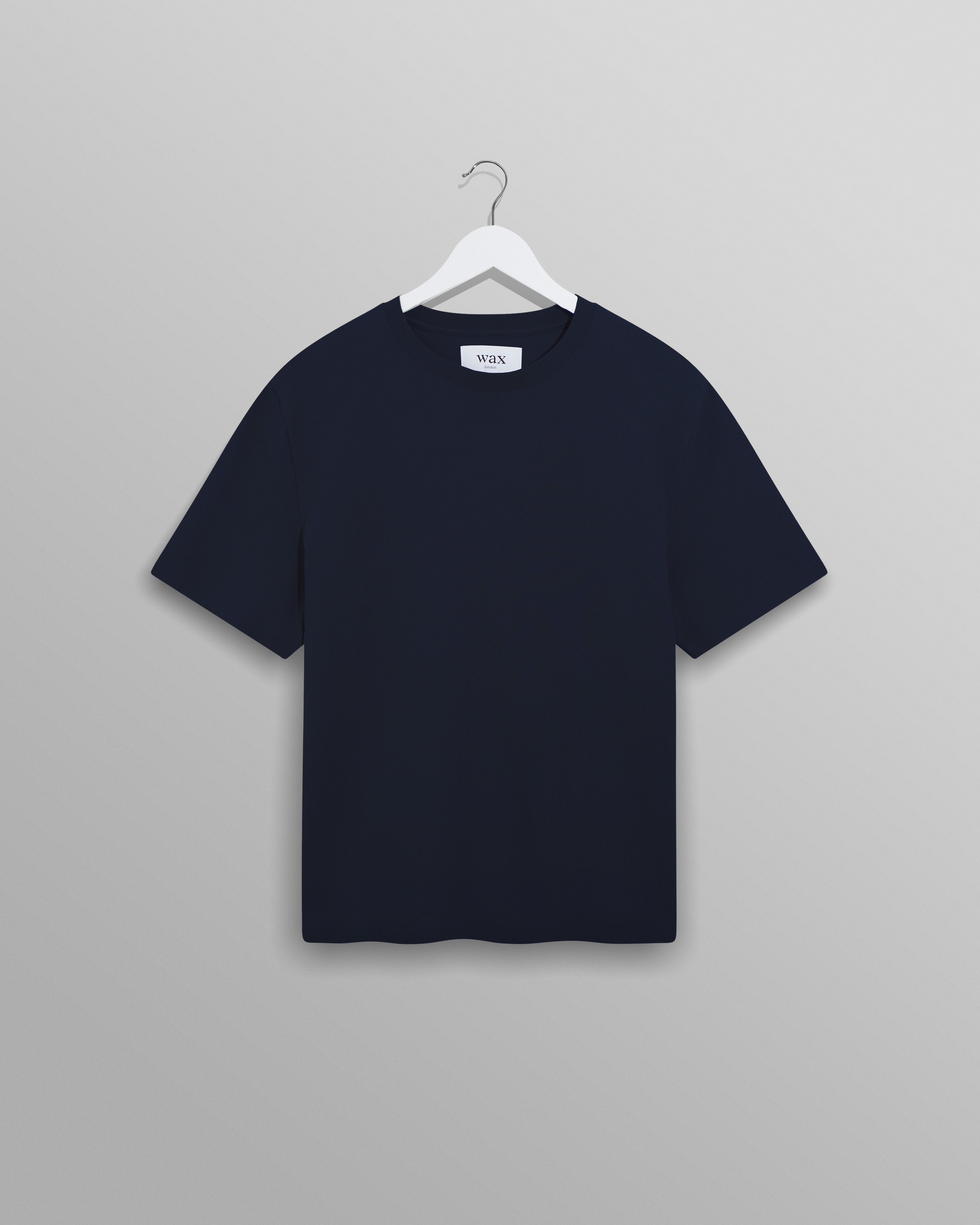 wax london men's Dean - Navy Textured Organic Cotton T-Shirt