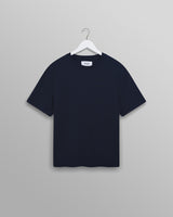 wax london men's Dean - Navy Textured Organic Cotton T-Shirt
