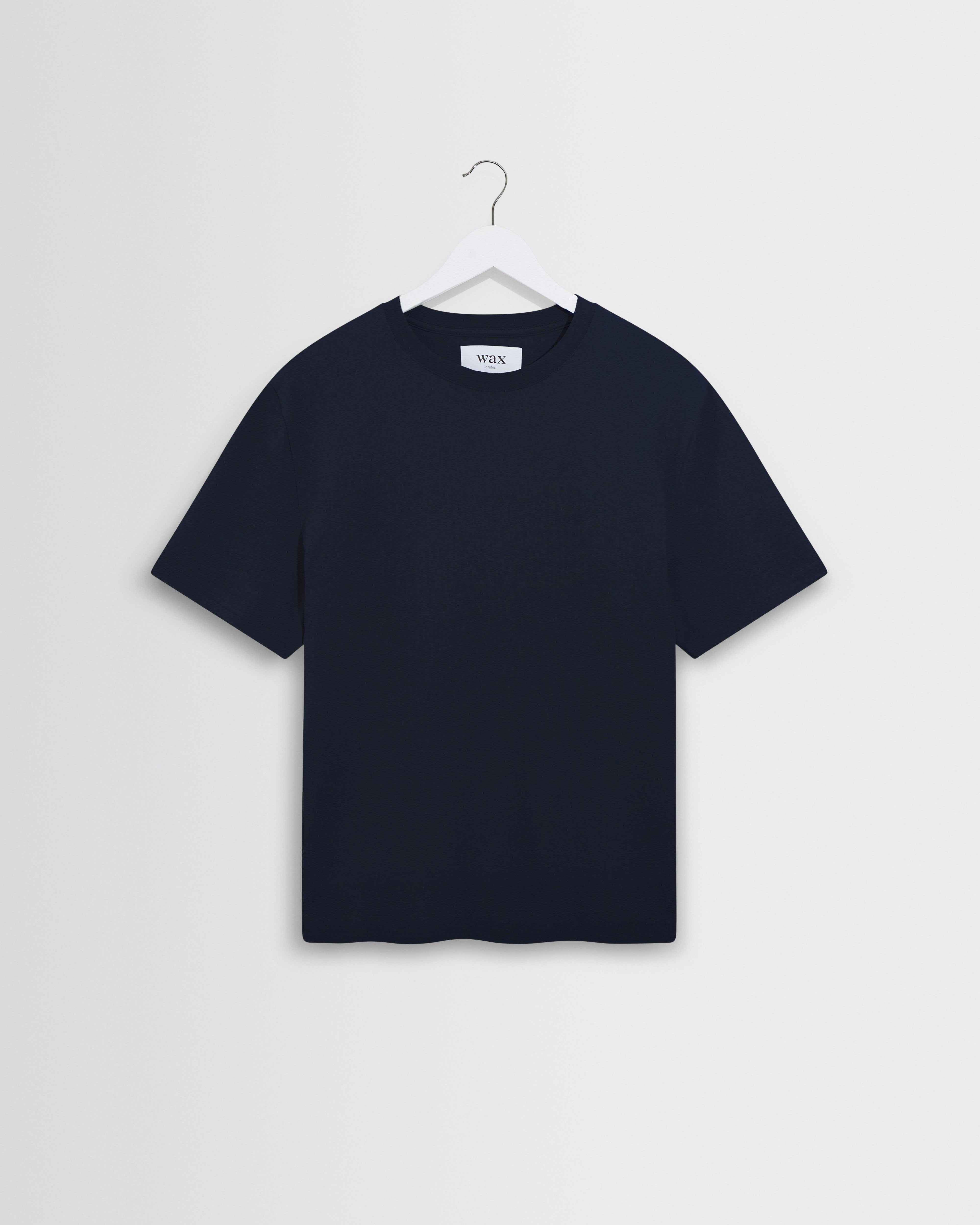 Men's Navy Textured Organic Cotton T-Shirt | Wax London