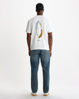 wax london men's Dean - Off-White And Multi Leaf Embroidery T-Shirt
