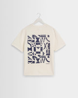wax london men's Dean - Off White Geometric Repeat T-Shirt