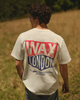 wax london men's Dean - Off White Painted Badge T-Shirt