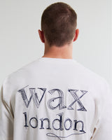 wax london men's Dean - Off White Scribble Text T-Shirt
