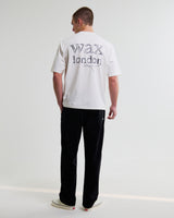 wax london men's Dean - Off White Scribble Text T-Shirt