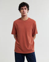 wax london men's Dean - Rust Textured Organic Cotton T-Shirt