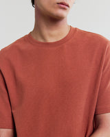 wax london men's Dean - Rust Textured Organic Cotton T-Shirt
