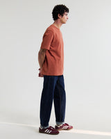 wax london men's Dean - Rust Textured Organic Cotton T-Shirt