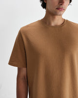 wax london men's Dean - Tan Textured Organic Cotton T-Shirt
