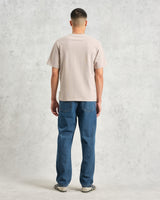 wax london men's Dean - Taupe Grey Textured Organic Cotton T-Shirt