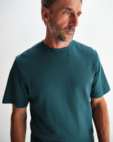 wax london men's Dean - Teal Textured Organic Cotton T-Shirt