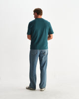 wax london men's Dean - Teal Textured Organic Cotton T-Shirt